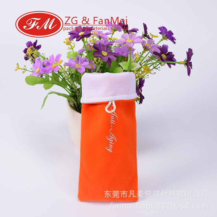 厂家批发信封绒布袋翻盖手机钱包防尘包装布袋锁边丝印鹿皮绒袋子