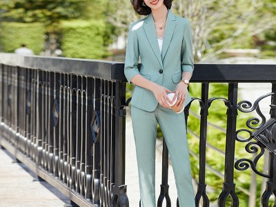 批发小个子西装套装女中袖西服职业装2021新款韩版时尚气质工作服图4
